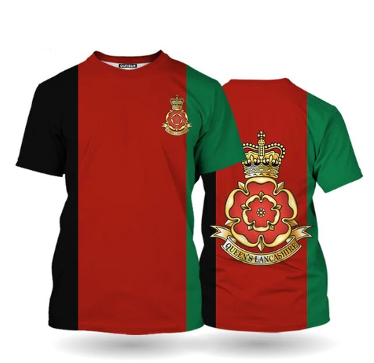 Queen's Lancashire Regiment Double Printed T Shirt new for 2024