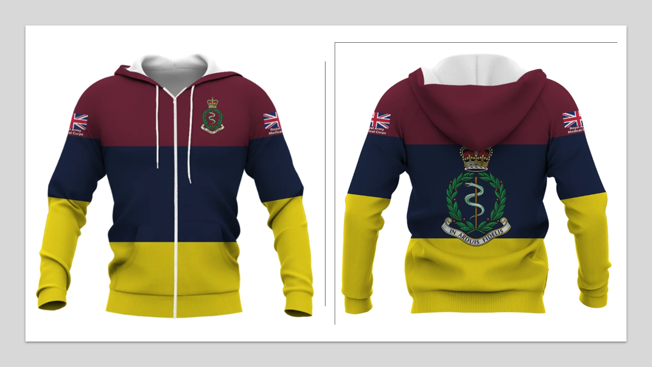 Royal Army Medical Corps (RAMC) Double Printed Zipper Hoodie new for 2024