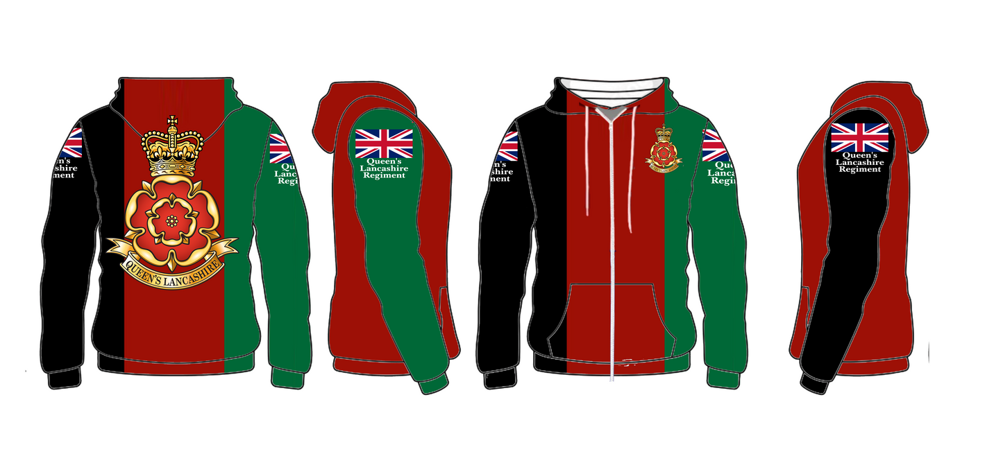 Queen's Lancashire Regiment Double Printed Zipper Hoodie new for 2024