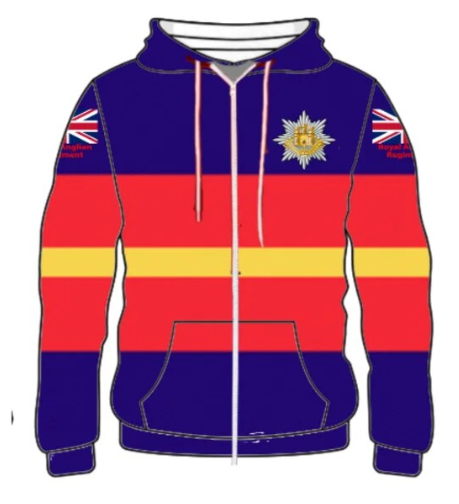 Royal Anglian Regiment Double Printed Zipper Hoodie new for 2024