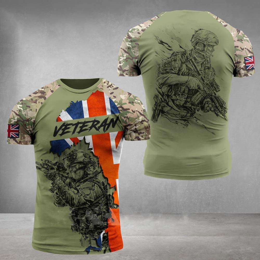2023 UK Men's Double Printed T Shirt Just the Tip or Veteran - Army 1157 kit Asian Size XXL = to UK Large / Veteran Green Army 1157 kit