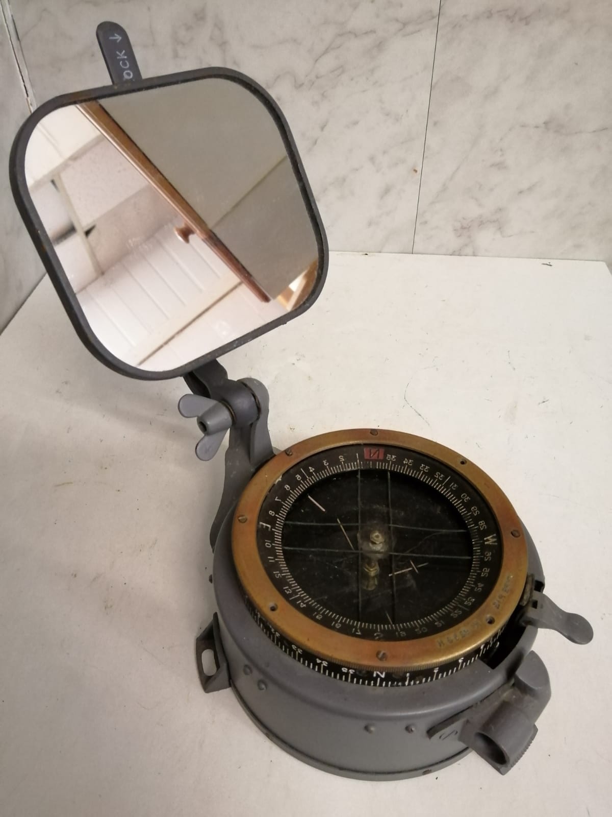Aircraft compass and mirror. Vintage