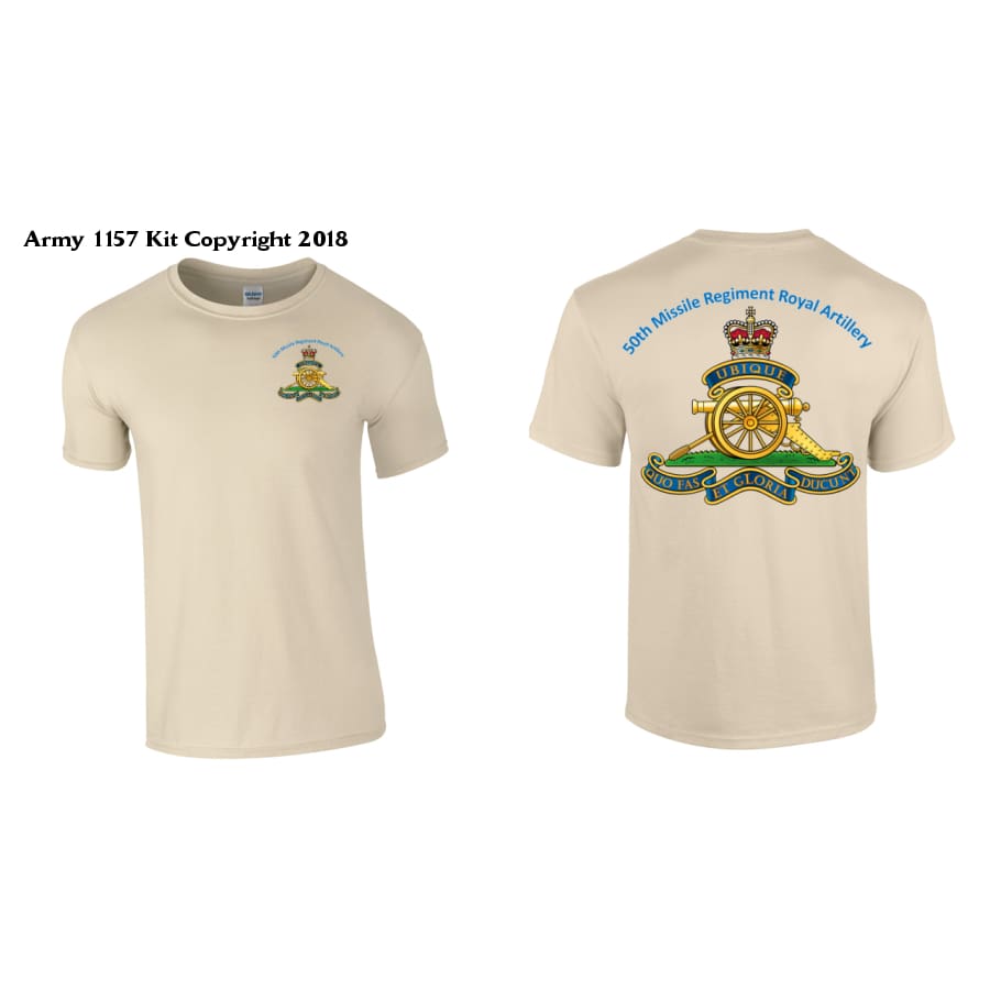 50 Missile Regiment T-Shirt front & Back logo - Army 1157 kit S / Green 50 Missile Regiment RA
