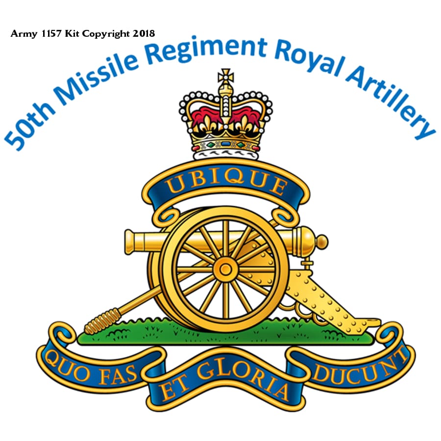 50 Missile Regiment T-Shirt front & Back logo - Army 1157 kit 50 Missile Regiment RA