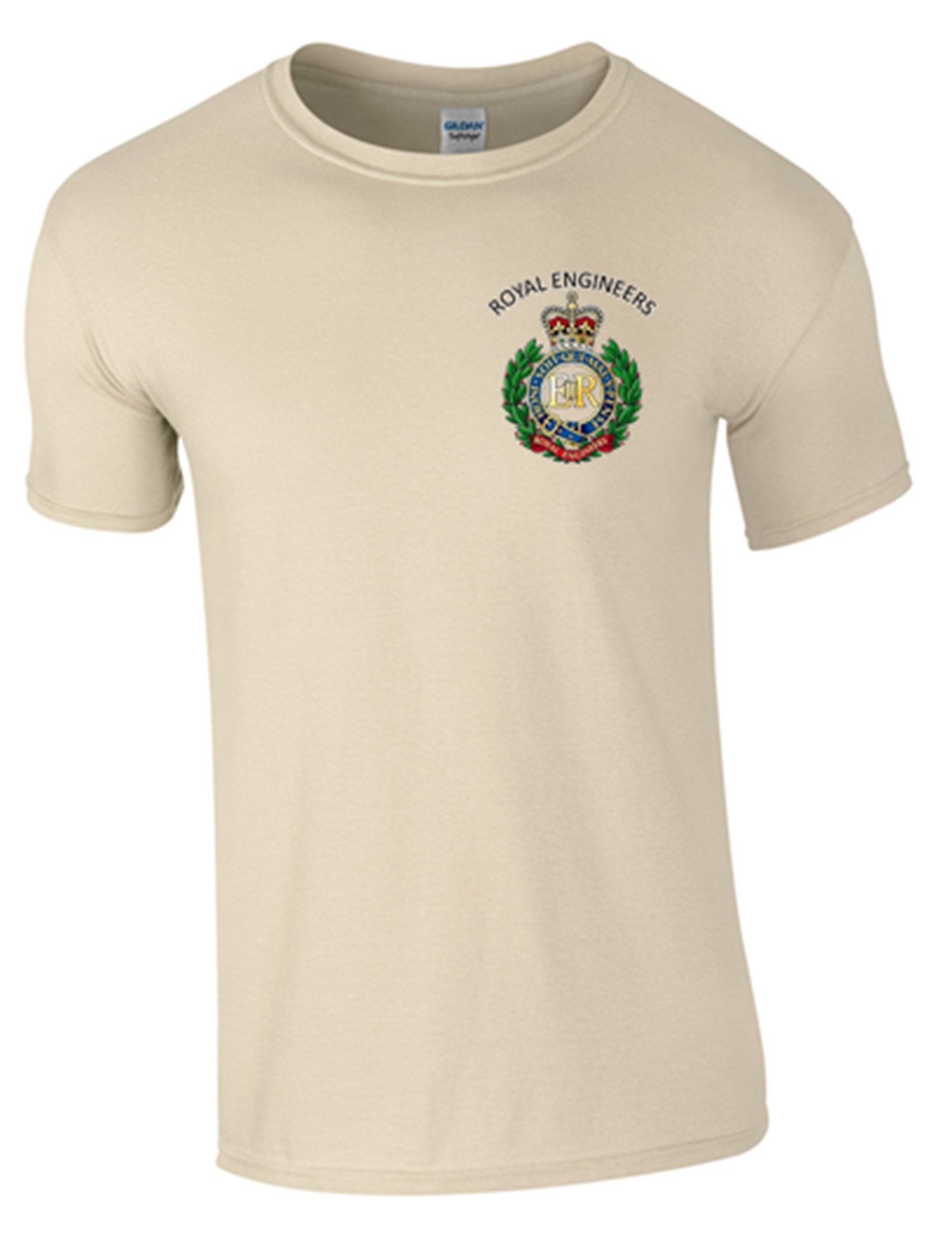 Royal Engineers T-Shirt Front Logo only Official MOD Approved Merchandise - Army 1157 kit Sand / M Army 1157 Kit