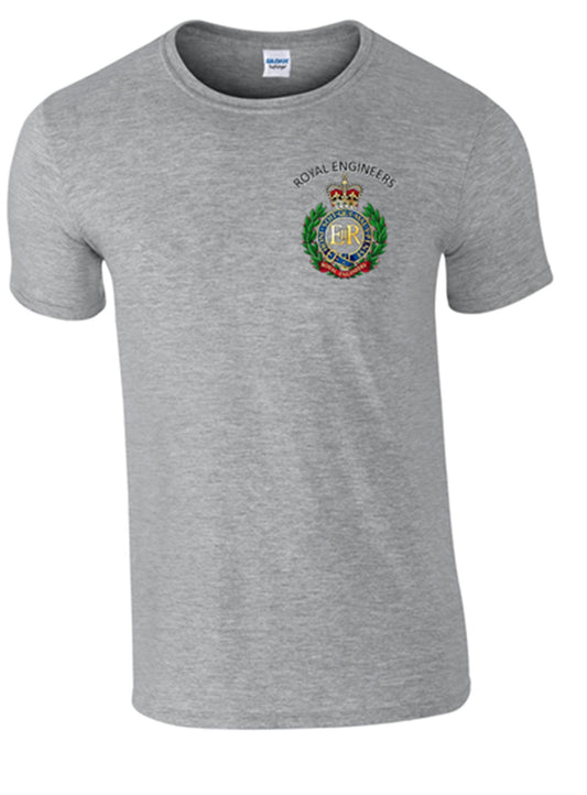 Royal Engineers T-Shirt Front Logo only Official MOD Approved Merchandise - Army 1157 kit Grey / L Army 1157 Kit