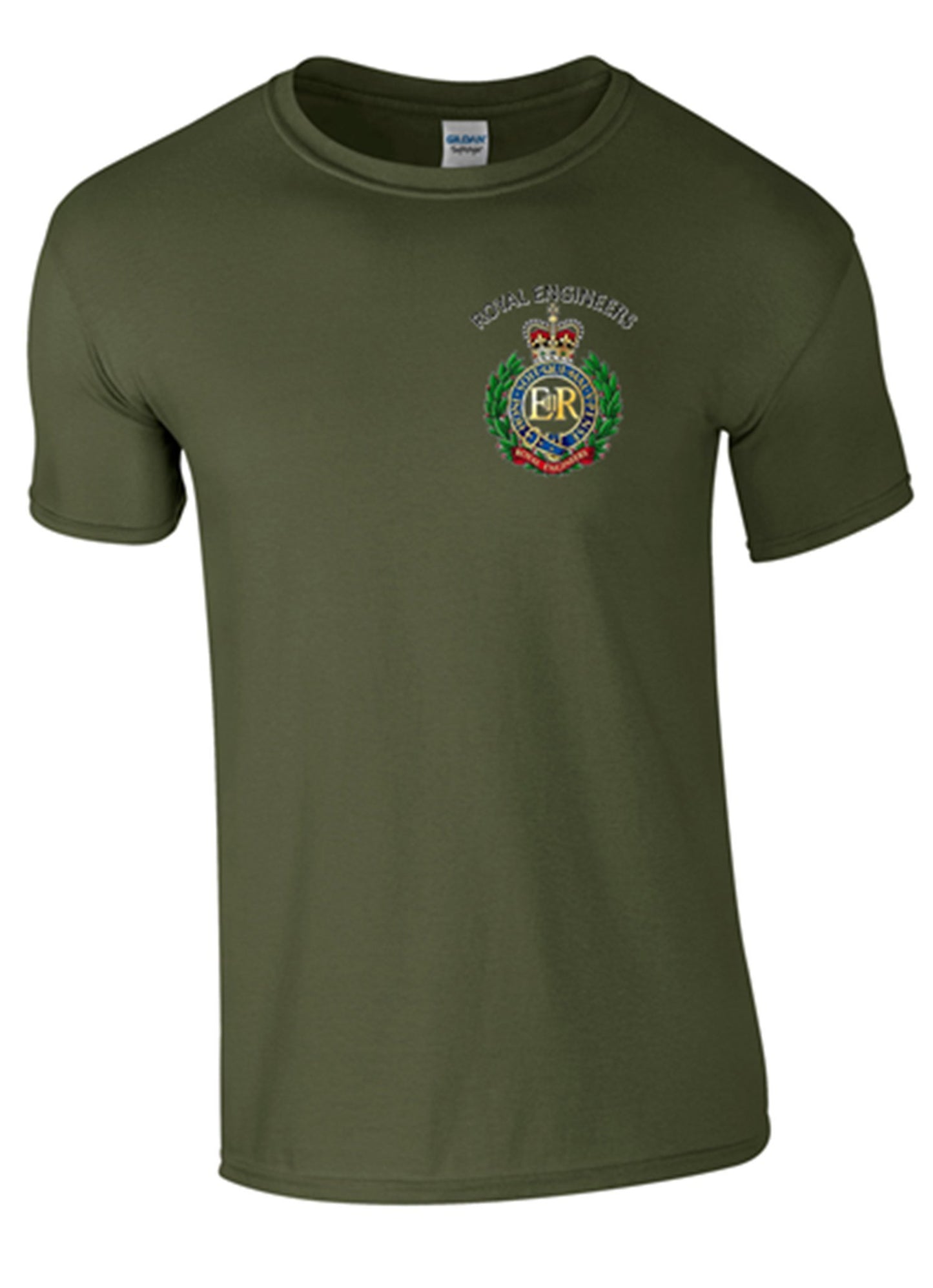 Bear Essentials Clothing. Royal Engineers T-Shirt Double Print in Colour - Army 1157 kit Green / M Army 1157 Kit