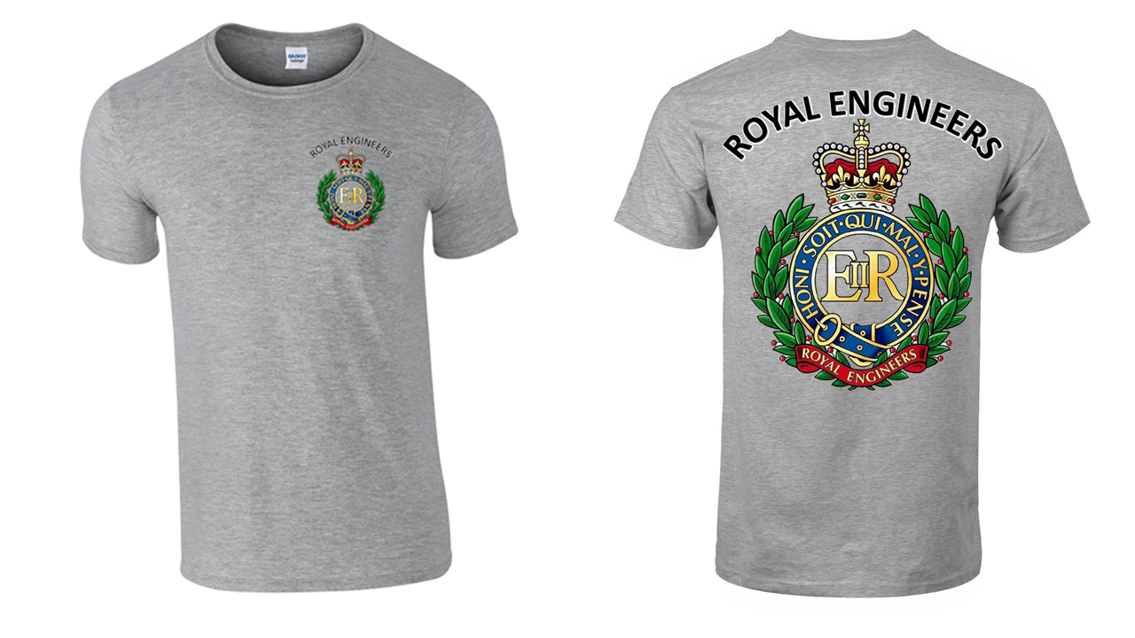 Royal Engineers Double Print in Colour T-Shirt - Army 1157 kit S / Sand Army 1157 Kit Veterans Owned Business