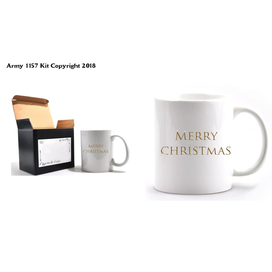 Merry Christmas Mug and gift box set. Part of the Army 1157 Kit Christmas Collection - Army 1157 kit Army 1157 Kit Veterans Owned Business