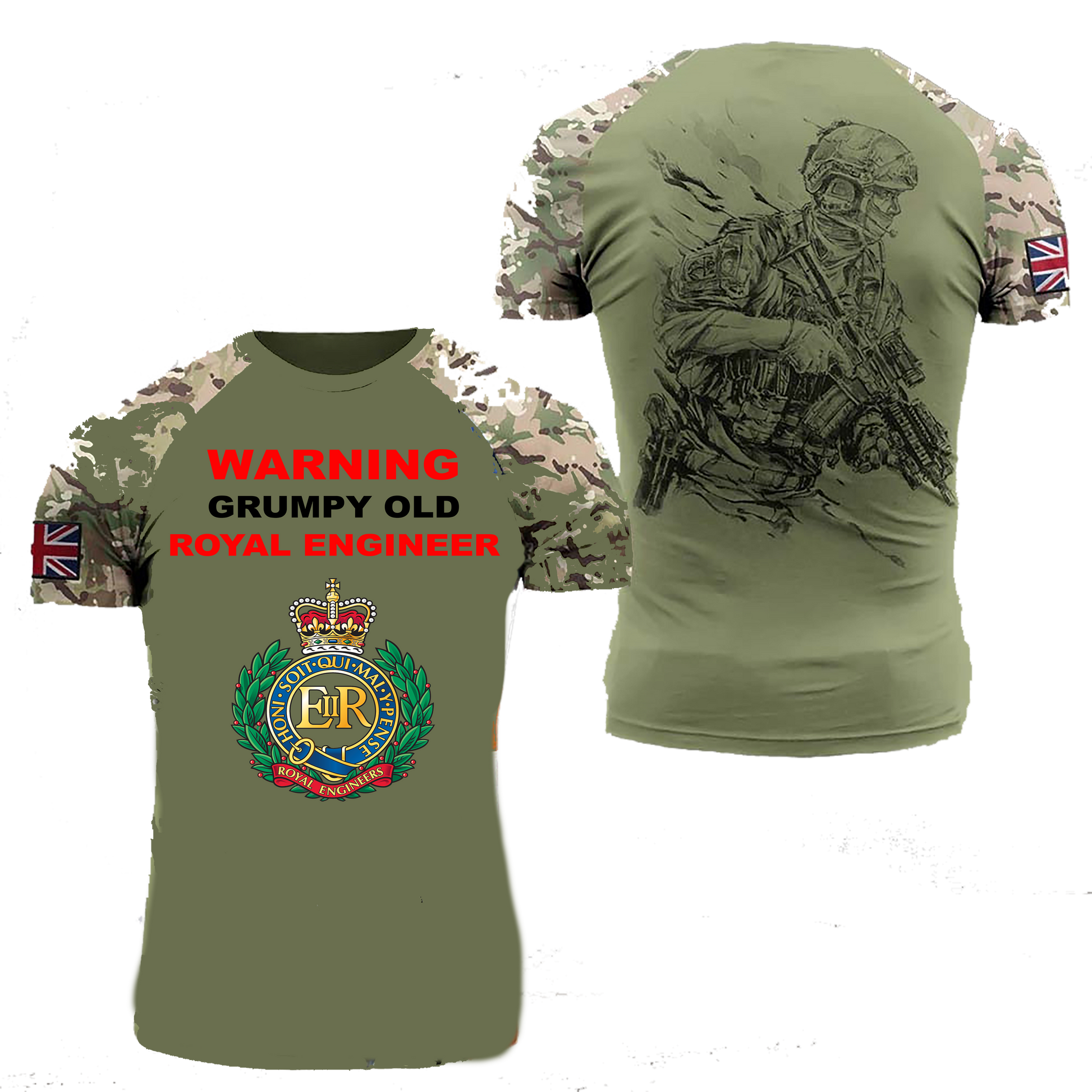 Grumpy Old Royal Engineer Double Printed T-Shirt new for January 2023 - Army 1157 kit Asian Size L = to UK Small Army 1157 Kit