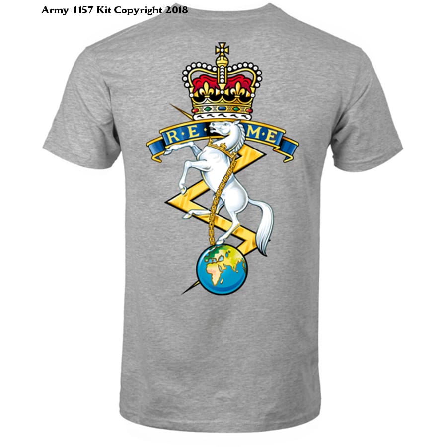REME T-Shirt front & Back logo Official MOD Approved Merchandise - Army 1157 kit S / Grey Army 1157 Kit Veterans Owned Business