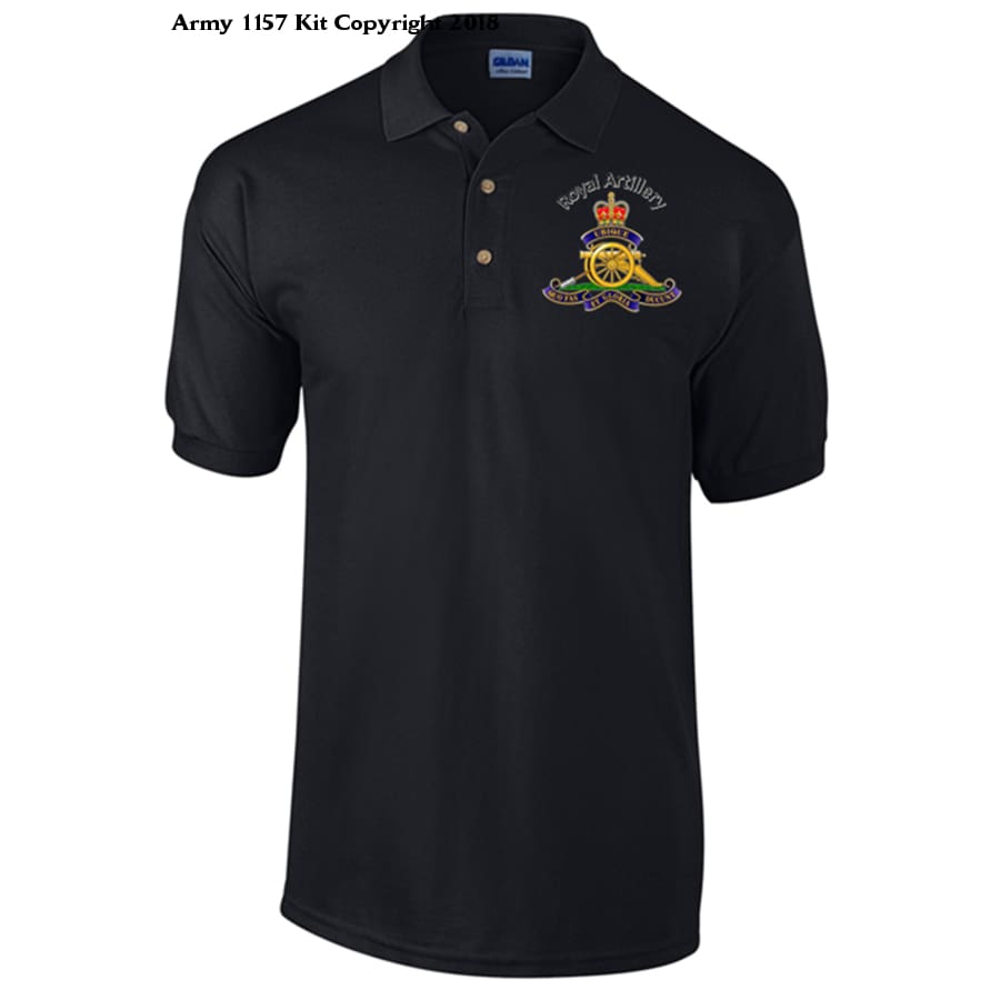 Royal Artillery Polo Shirt Official MOD Approved Merchandise - Army 1157 kit S / Black Army 1157 Kit Veterans Owned Business