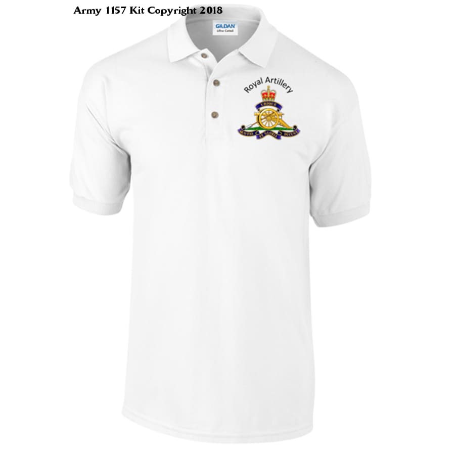 Royal Artillery Polo Shirt Official MOD Approved Merchandise - Army 1157 kit S / White Army 1157 Kit Veterans Owned Business
