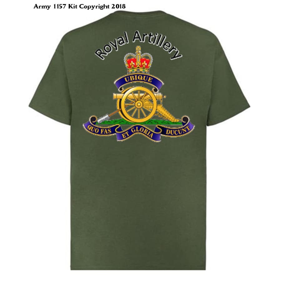 Royal Artillery/Gunner T-shirt front & Back Print - Army 1157 kit S / Green Army 1157 Kit Veterans Owned Business
