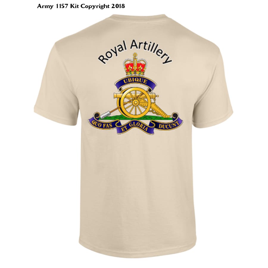 Royal Artillery/Gunner T-shirt front & Back Print - Army 1157 kit S / Sand Army 1157 Kit Veterans Owned Business