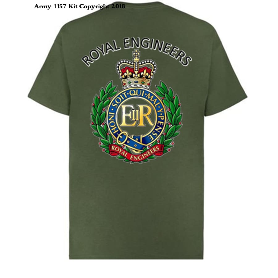 Royal Engineer T-Shirt back and front print Official MOD Approved Merchandise - Army 1157 kit S / Green Army 1157 Kit Veterans Owned Business