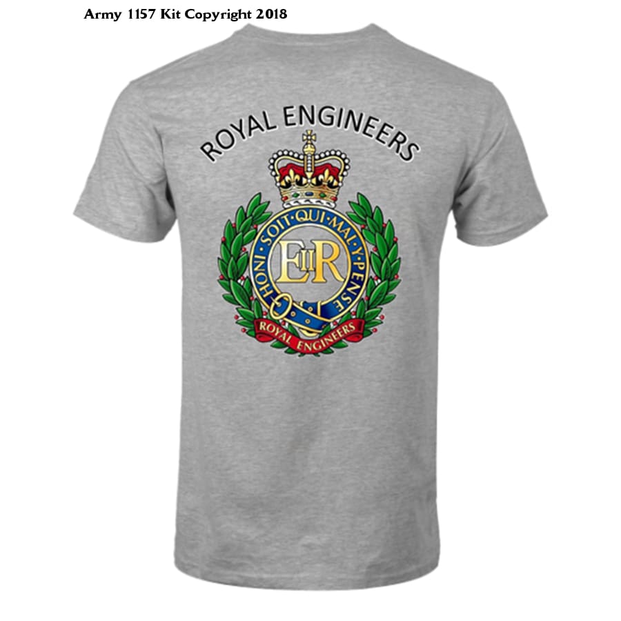 Royal Engineer T-Shirt back and front print Official MOD Approved Merchandise - Army 1157 kit S / Grey Army 1157 Kit Veterans Owned Business