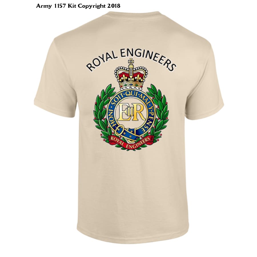 Royal Engineer T-Shirt back and front print Official MOD Approved Merchandise - Army 1157 kit S / Sand Army 1157 Kit Veterans Owned Business