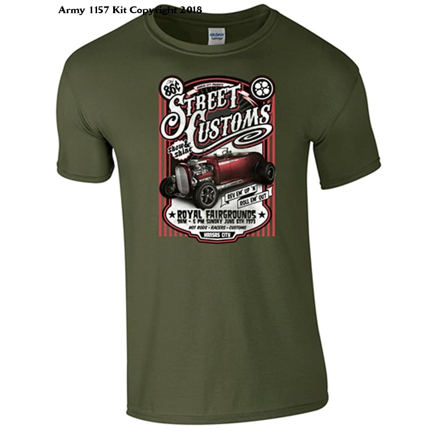 Sreet Customs T-Shirt (L, White) - Army 1157 Kit  Veterans Owned Business