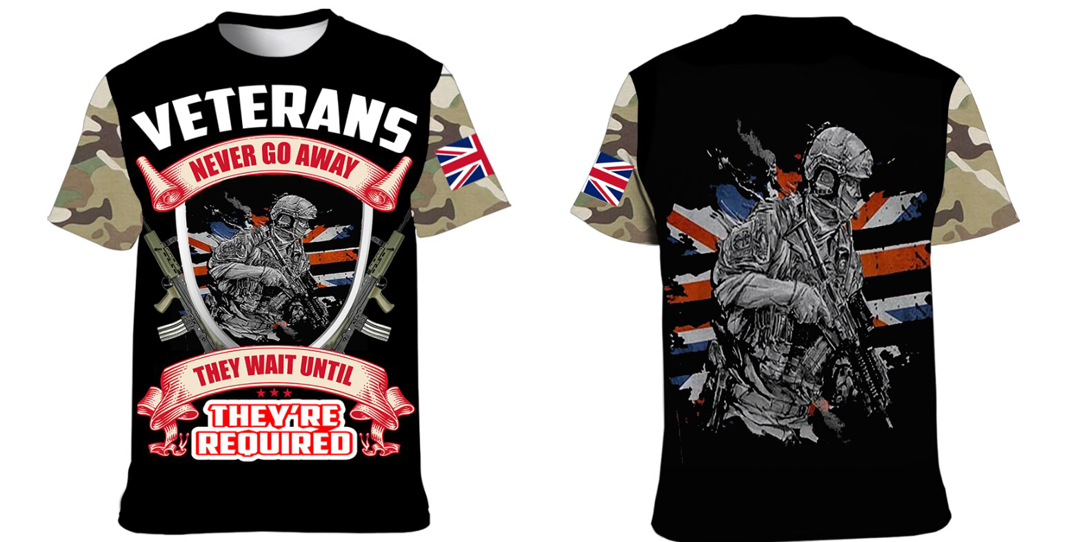 VETERANS Double Printed T-Shirt new 2023 - Army 1157 kit Asian Size L = to UK Small Army 1157 Kit